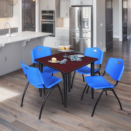 Regency Kahlo Square Table & Chair Sets, 48 W, 48 L, 29 H, Wood, Metal, Plastic Top, Mahogany TPL4848MHBK47BE